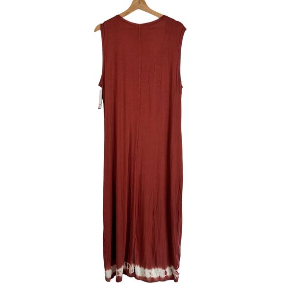 NWT Seven7 Womens Coral and White Sleeveless Maxi Shift Knit Dress- Size XXL - Picture 5 of 12